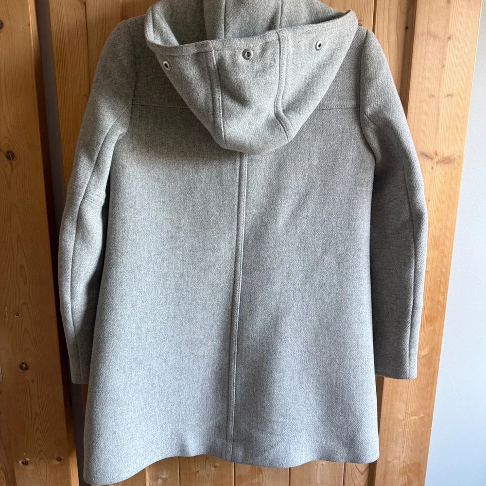 J.Crew Stadium Cloth Nello Gori Wool Blend Hooded Coat Gray Parka Size 00 - Picture 9 of 16